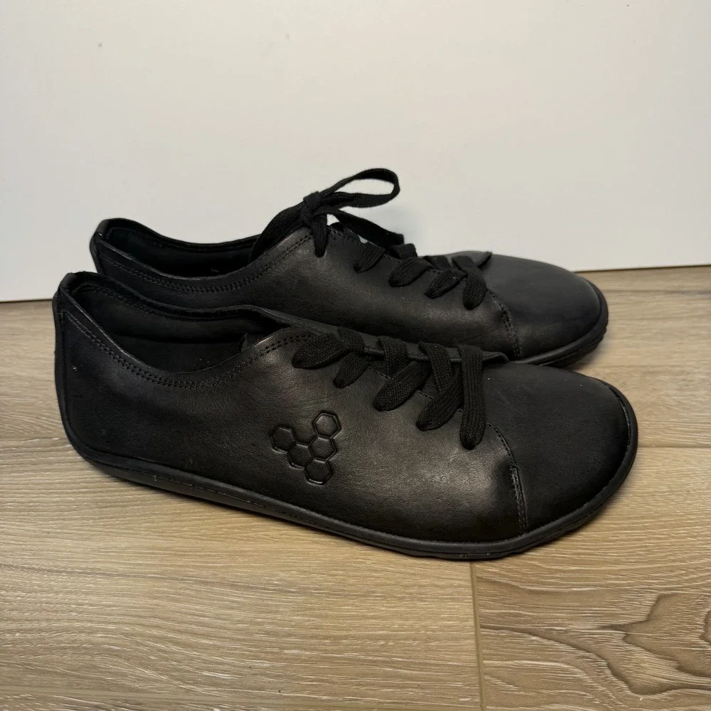 VivoBarefoot Addis Triple Black Leather Men EU40 Minimalist Barefoot Shoes